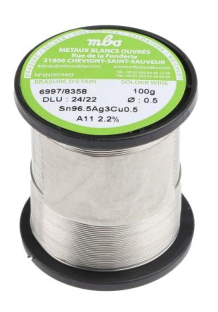 Hilo para soldar 96,5 % Sn + 3,5 % Ag (2 mm, 250 g)