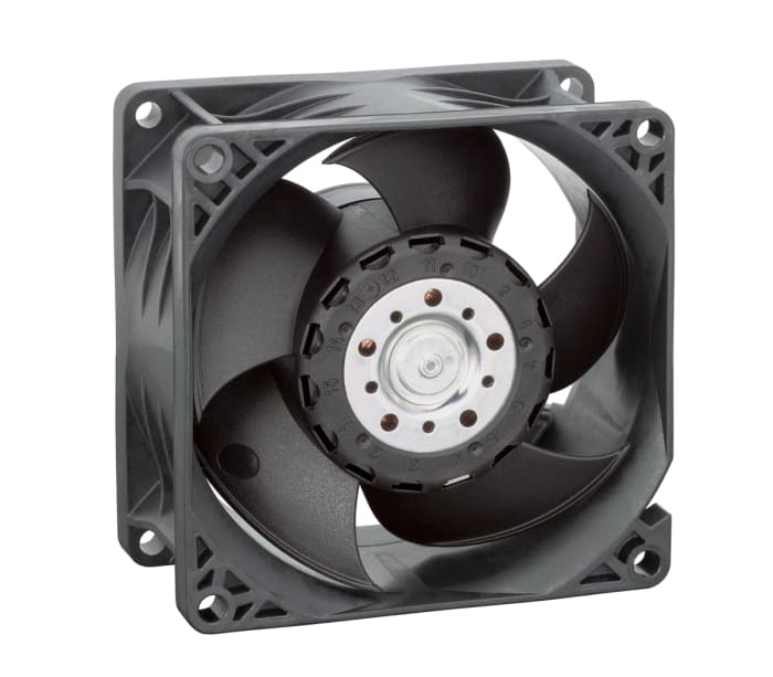 ebm-papst 8200 J Series Axial Fan, 48 V dc, DC Operation, 190.4m³/h, 25W, 80 x 80 x 38mm