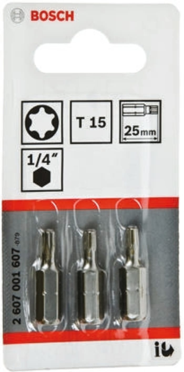 Bosch Torx Screwdriver Bit, T15 Tip, 25 mm Overall