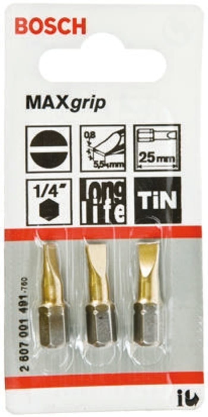 Bosch Slotted Screwdriver Bit, SL5.5 Tip
