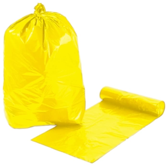 RS PRO Yellow Polythene Bin Bag, 200 Thickness, 50 per Package