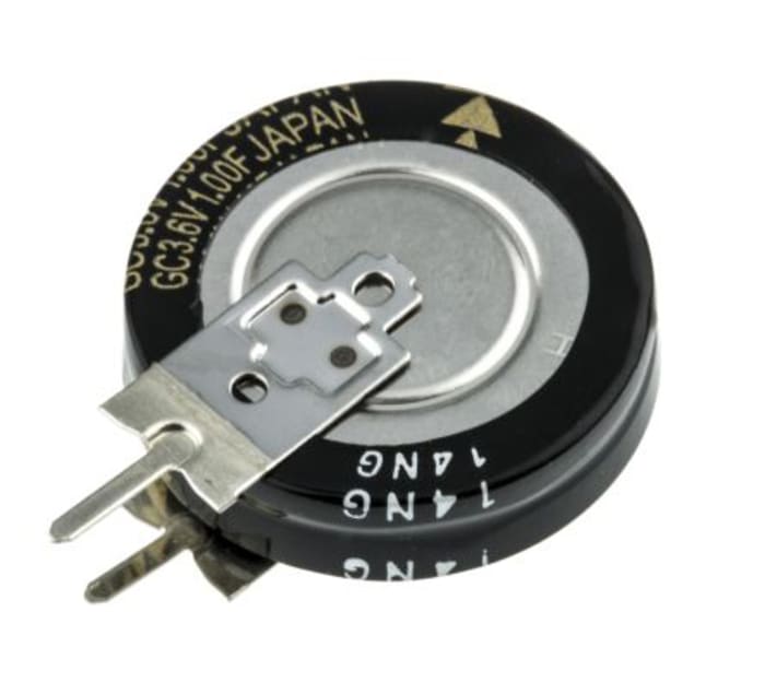 Panasonic 1F Supercapacitor -20 → +80% Tolerance, RG 3.6V dc, Through Hole