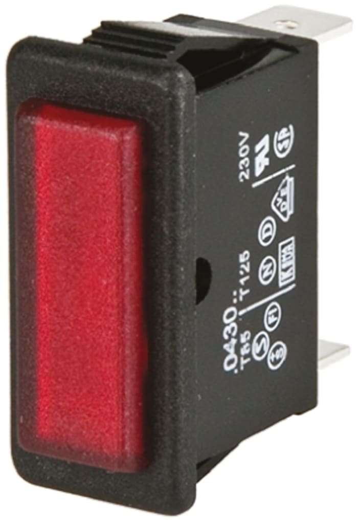 Arcolectric (Bulgin) Ltd 0430 Series Red Neon Panel Mount Indicator, 250V, 28.2 x 11.5mm Mounting Hole Size, Solder Tab