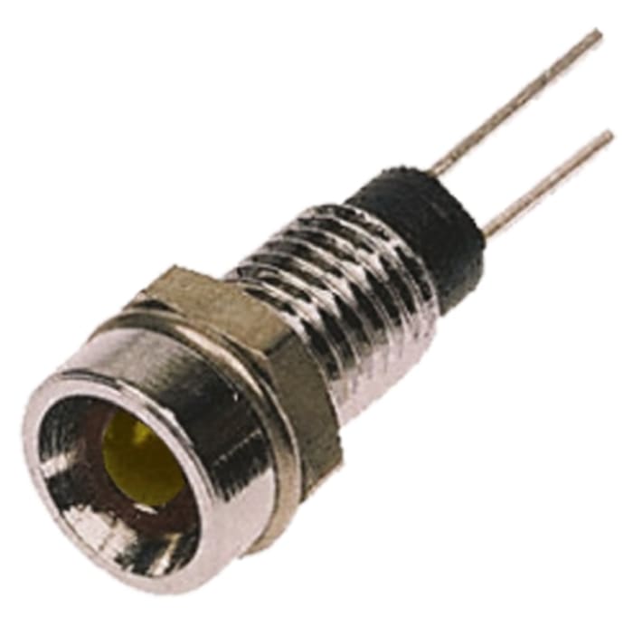 Bulgin Yellow Panel Mount Indicator, 2V, 6.1mm Mounting Hole Size, Lead Wires Termination