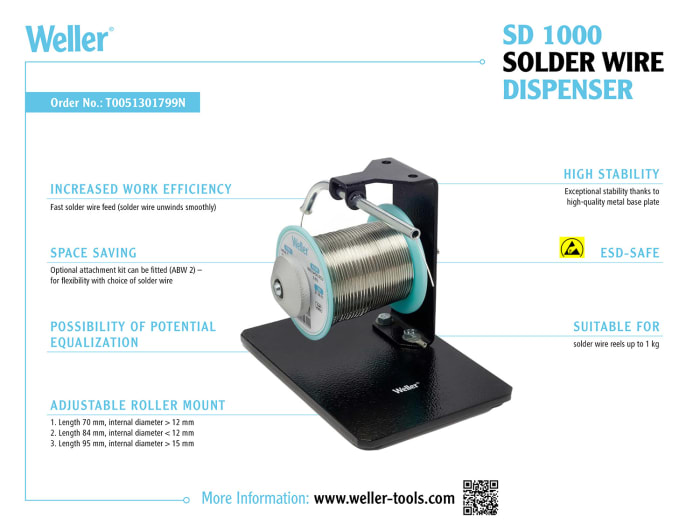 Dual Solder Spool Reel - Holds 2 spools of solder wire for sharing