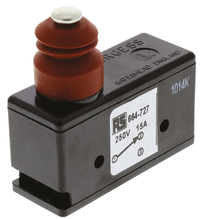 Microrupteur à bouton poussoir Saia-Burgess, Vis, SPDT, 15 A