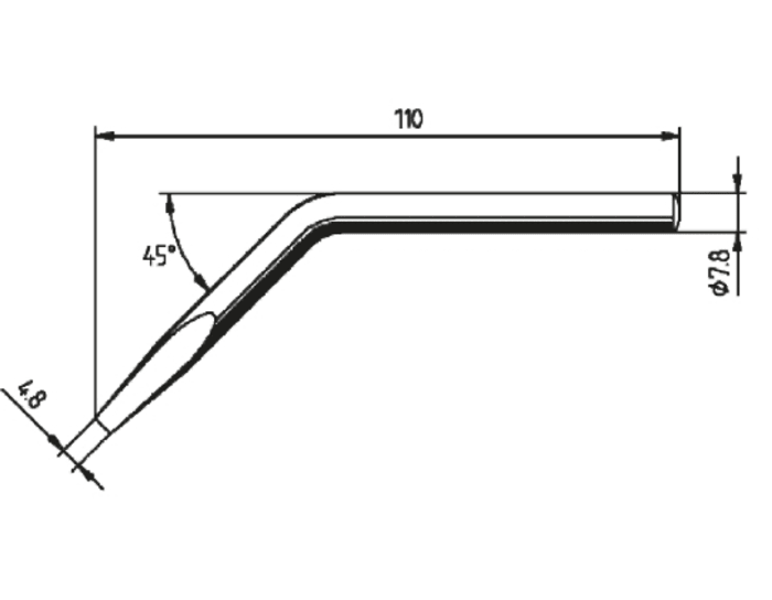 Punta de soldadura tipo Cincel Curvado Ersa, serie 82 ERSADUR, punta de 4.8 mm, 45°, para usar con Soldador ERSA 80S