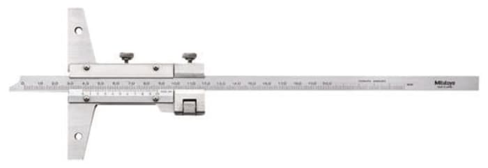 Mitutoyo 527-102 200mm Metric Depth Gauge, Stainless Steel, 300g, With UKAS Calibration