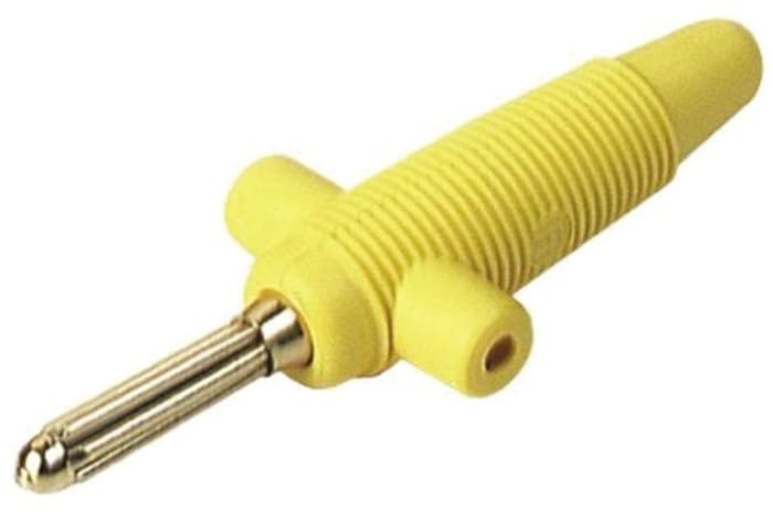 Conector banana Macho, 30A, 60V dc, Contacto Níquel, Amarillo