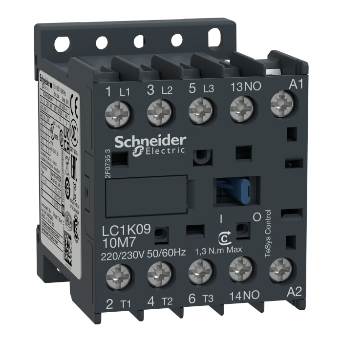 Schneider Electric TeSys K LC1K Contactor, 24 V ac Coil, 3-Pole, 9 A, 4 kW, 3NO, 690 V ac