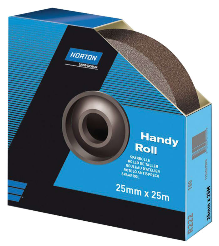 Norton P150 Grit Very Fine Sandpaper Roll, 25m x 25mm