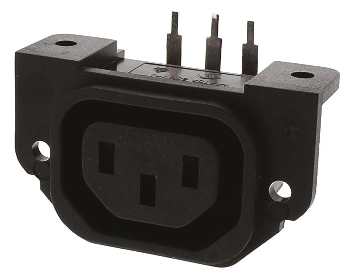 Bulgin C13 Right Angle Panel Mount, PCB Mount IEC Connector Socket, 10A, 250 V