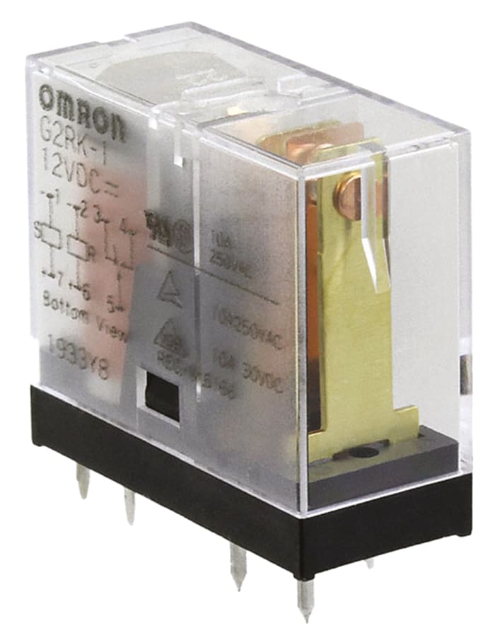 Omron PCB Mount Non-Latching Relay, 12V dc Coil, DPDT