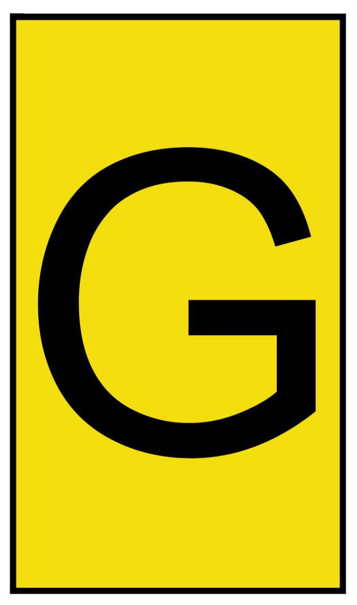 HellermannTyton Ovalgrip Slide On Cable Markers, Black on Yellow, Pre-printed ""G"", 2.5 → 6mm Cable, 901-10458