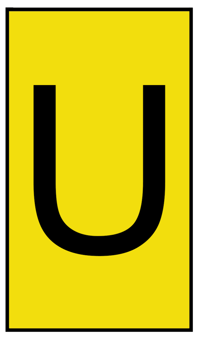 HellermannTyton Ovalgrip Slide On Cable Marker, Black on Yellow, Pre-printed "U", 2.5 → 6mm Cable