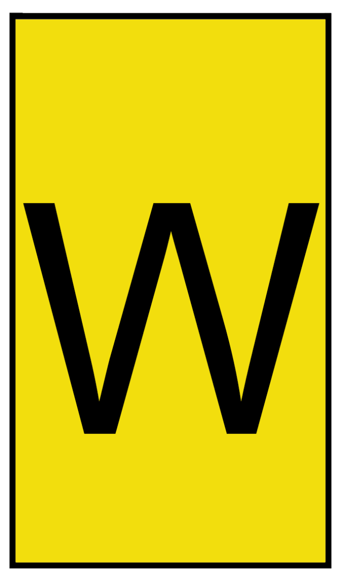 HellermannTyton Ovalgrip Slide On Cable Marker, Black on Yellow, Pre-printed "W", 2.5 → 6mm Cable