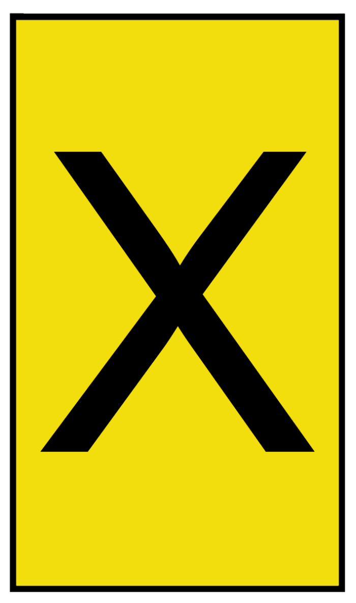 HellermannTyton Ovalgrip Slide On Cable Markers, Black on Yellow, Pre-printed ""X"", 2.5 → 6mm Cable, 901-10475