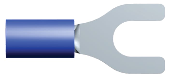 TE Connectivity, PIDG Insulated Crimp Spade Connector, 1mm² to 2.6mm², 16AWG to 14AWG, M6 (1/4) Stud Size Nylon, Blue