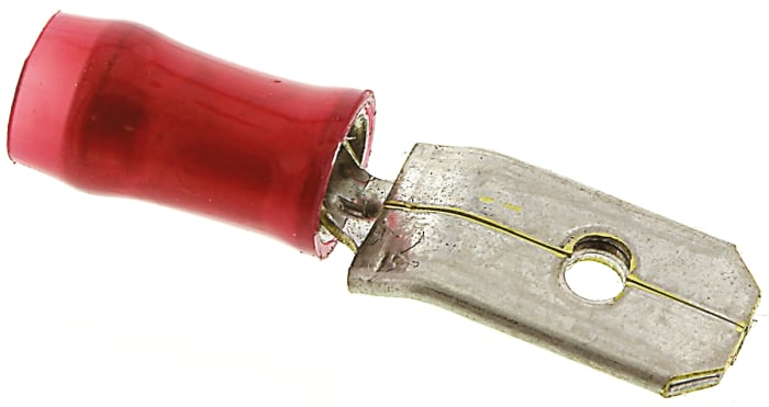 TE Connectivity PIDG FASTON .250 Red Insulated Male Spade Connector, Tab, 5.14mm² Tab Size, 0.5mm² to 1mm²