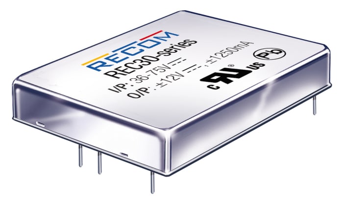 Recom REC30-Z DC-DC Converter, 5V dc/ 6A Output, 9 → 36 V dc Input, 30W, Through Hole, +85°C Max Temp -40°C Min