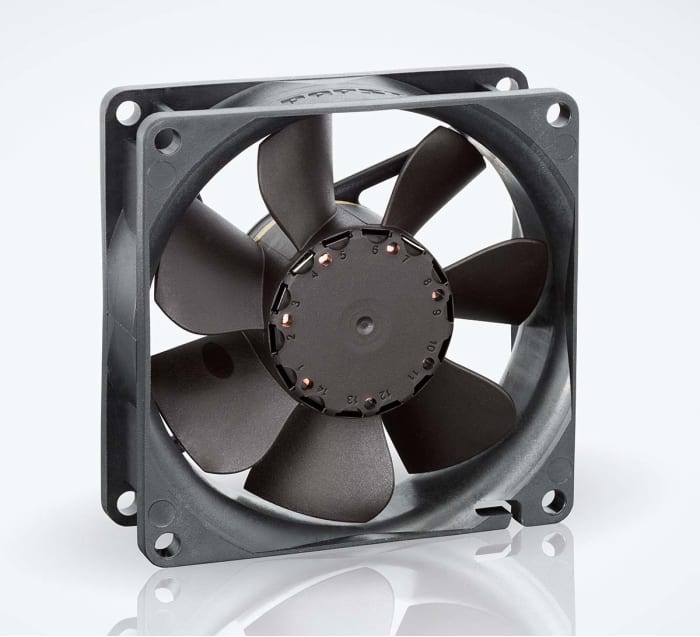 ebm-papst 8400 N Series Axial Fan, 24 V dc, DC Operation, 69m³/h, 2W, 85mA Max, IP20, 80 x 80 x 25mm