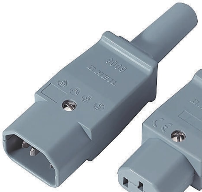 Otto Heil C14 Cable Mount IEC Connector Male, 10A, 250 V