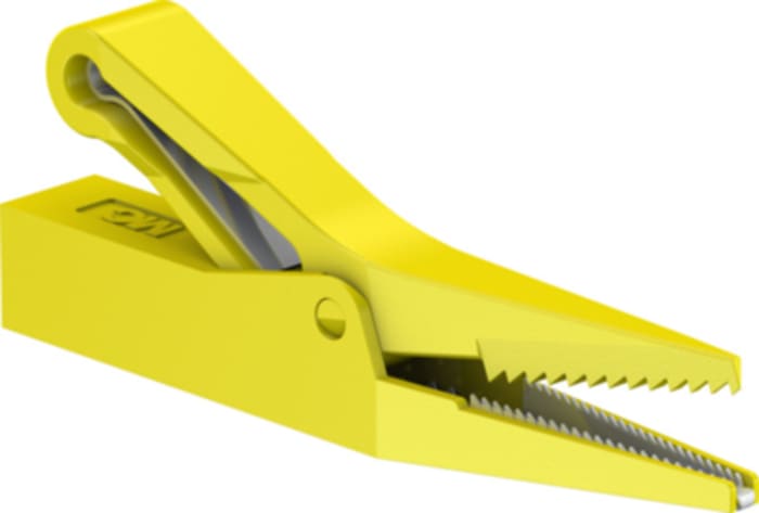 Staubli Crocodile Clip 4 mm Connection, Brass Contact, 10A, Yellow