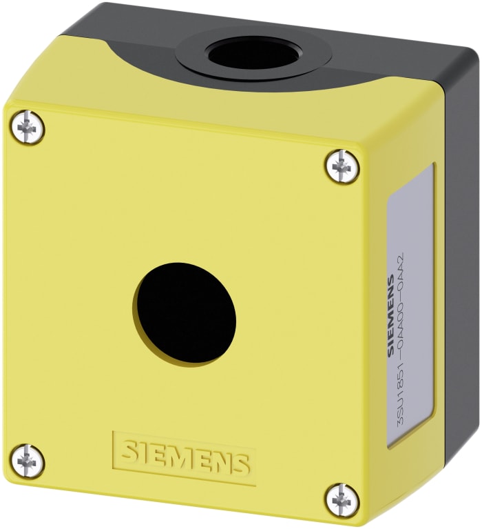 Carcasa de botón pulsador Siemens IP66, IP67, IP69, 1 abertura aberturas, diám. 22mm 85 x 64 x 89.4mm