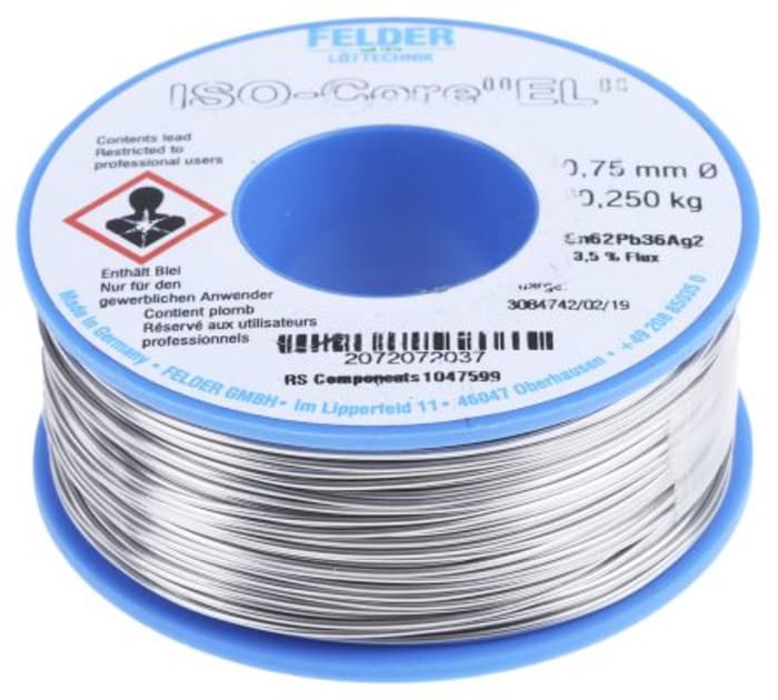 SOLDER WIRE, RA 2% AG, 0,75 MM