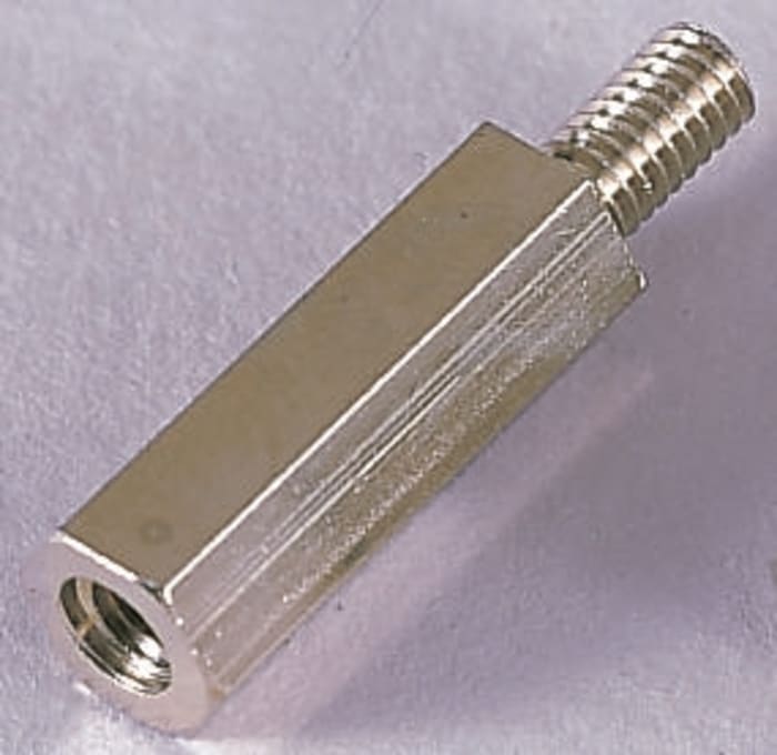 Richco Threaded Standoff, M5 x M5 Thread, 10mm Body, Brass, Male/Female, 8mm Stud