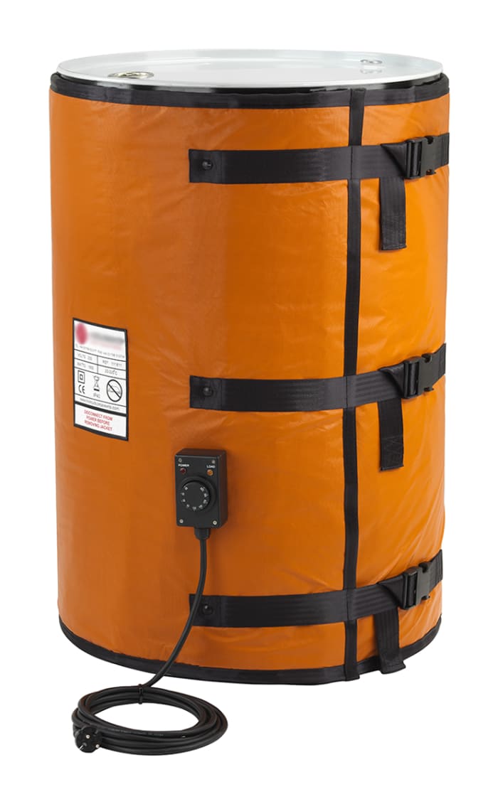 RS PRO PTFE Coated Glass Fibre Cloth Side Drum Heating Jacket, 850 x 1950mm, 200l