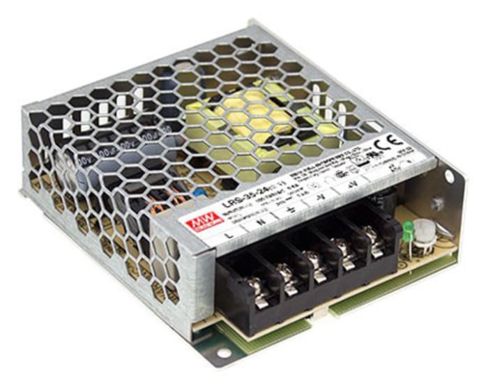 MEAN WELL Switching Power Supply, LRS-35-5, 5V dc, 7A, 35W, 1 Output, 120 → 373 V dc, 85 → 264 V ac Input
