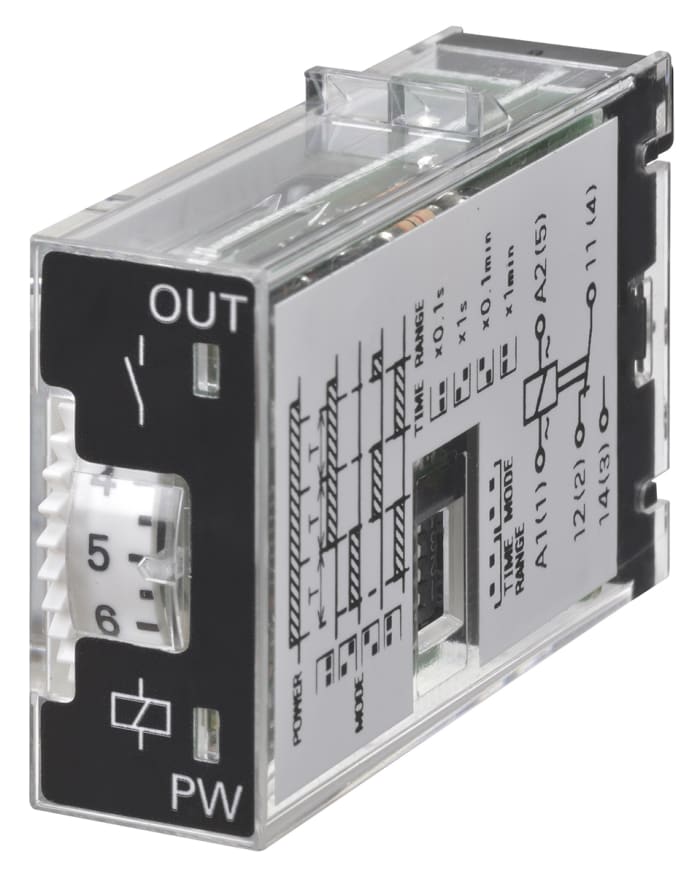Temporizador multifunción Omron H3RN, 24V dc, 3A, 2 contactos, SPDT, tempo. 0.1 s → 10min