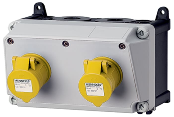 MENNEKES IP44 Yellow Wall Mount Socket, Rated At 16A, 110 → 130 V