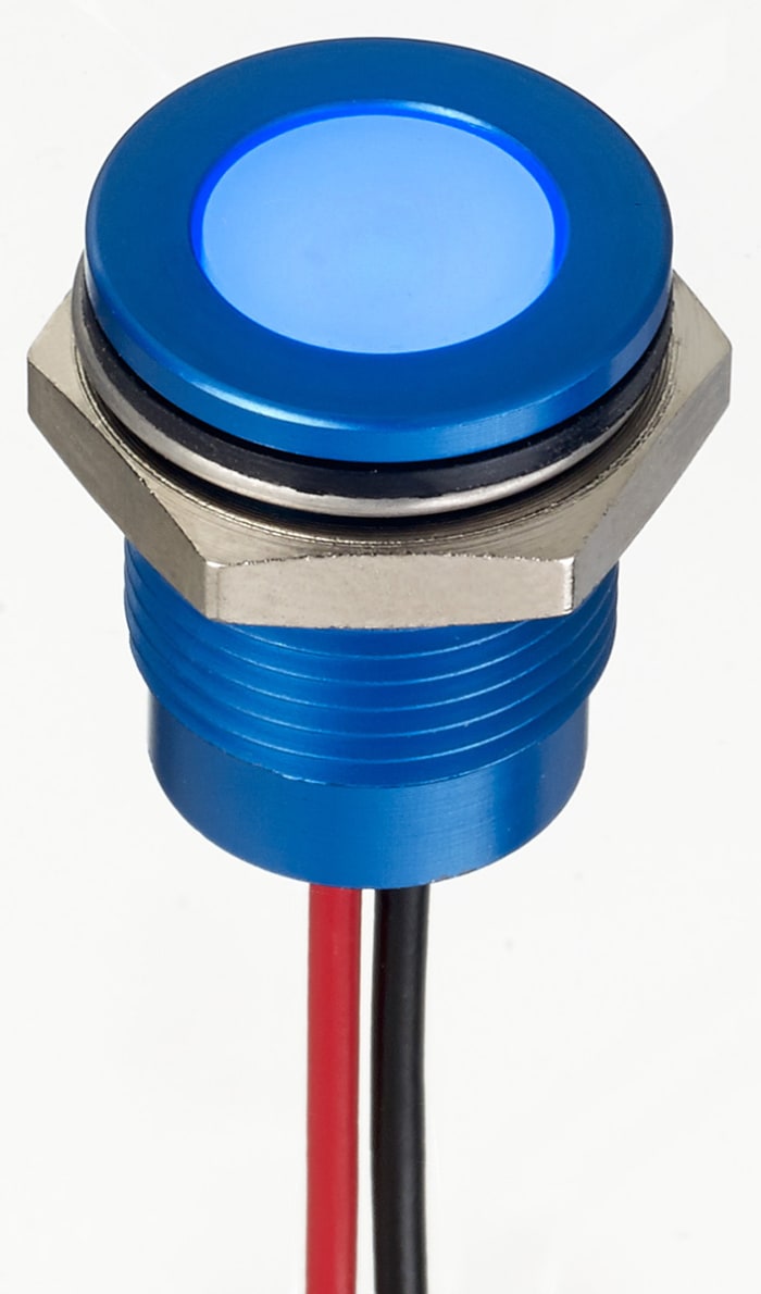 RS PRO Blue Panel Mount Indicator, 24 V dc, Lead Wire Termination, IP67