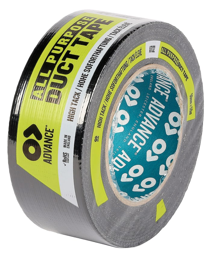 Advance Tapes AT132 AT132 Cloth Tape, 50m x 50mm, Black, Gloss Finish