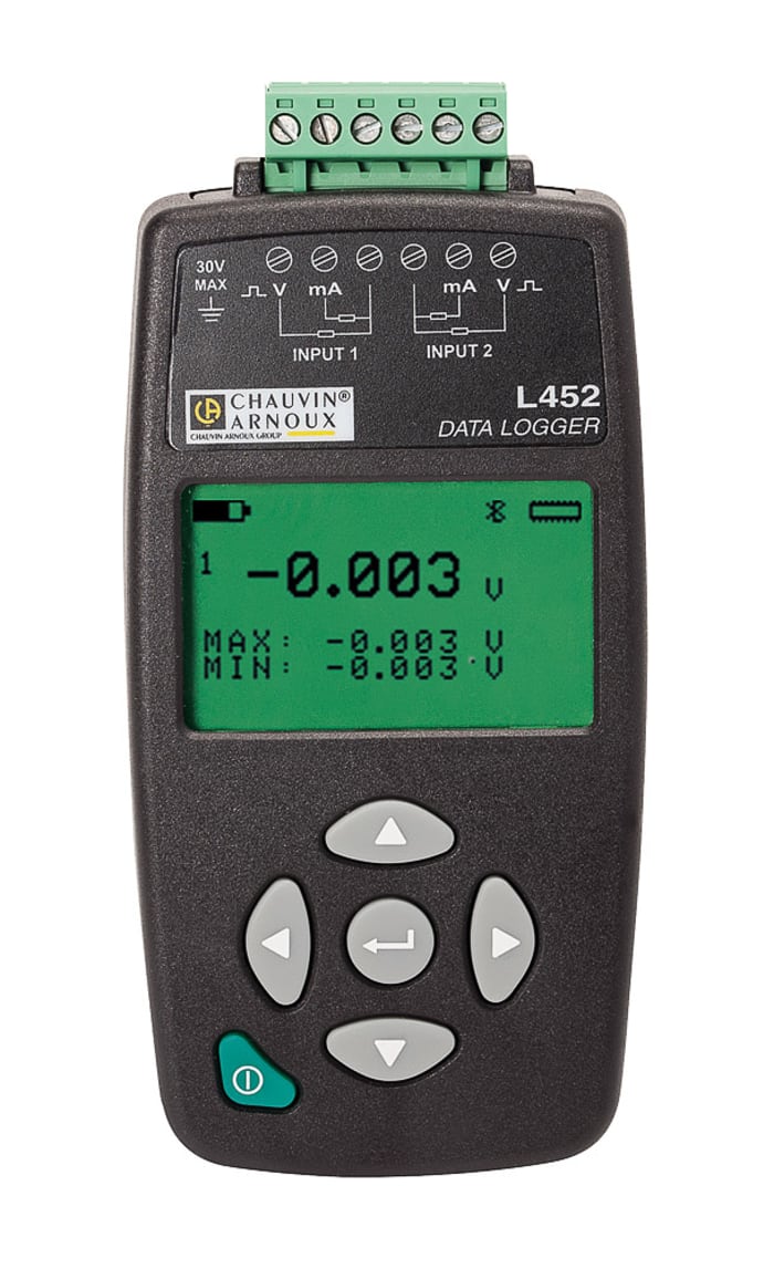 Chauvin Arnoux L452 Current & Voltage Data Logger, Bluetooth, USB 2.0, 2 Input Channel(s)