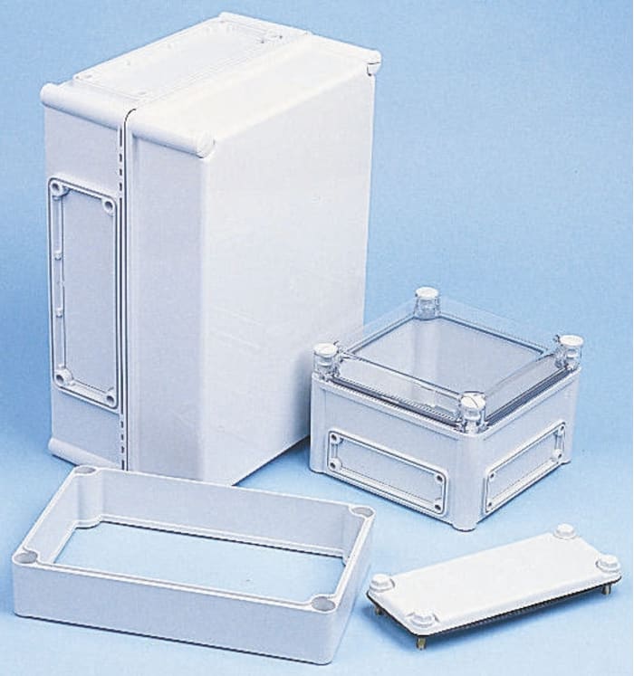 Fibox EK Series Grey Polycarbonate Enclosure, IP66, IP67, Flanged, Transparent Lid, 280 x 190 x 180mm