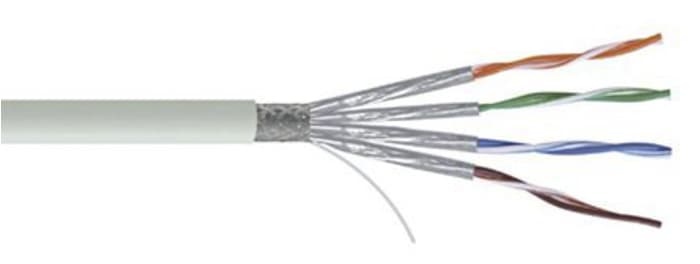 RS PRO, 100m Cat7, Grey, S/FTP Shielded, Unterminated PVC Sheath