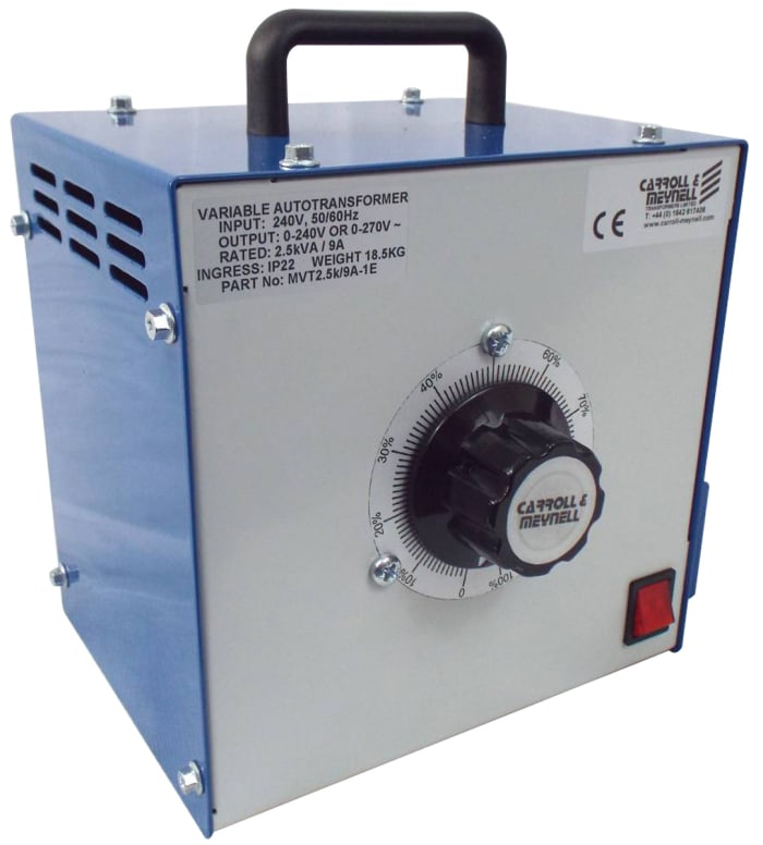 Carroll & Meynell 1 Phase 1.4kVA Variac, 1 Output, 240V, 13A