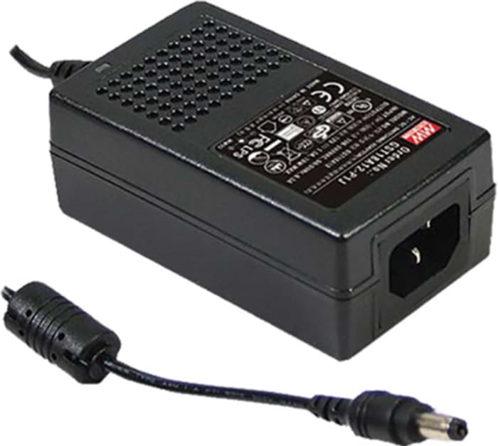 MEAN WELL 18W Power Brick AC/DC Adapter 15V dc Output, 0 → 1.2A Output