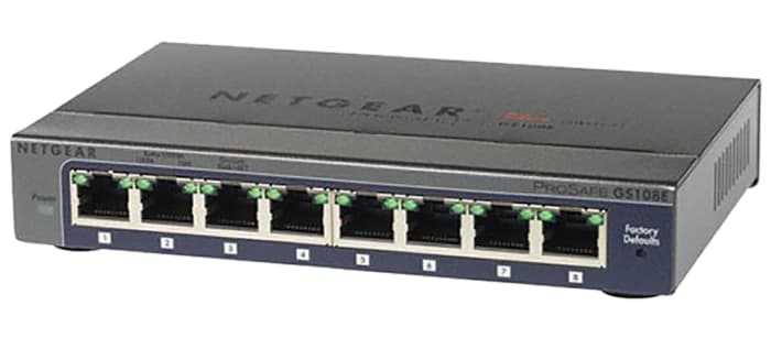 Netgear ProSAFE GS108E, Managed 8 Port Ethernet Switch Type G - British 3-Pin