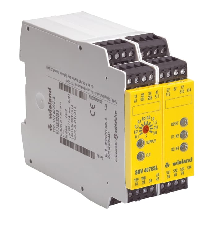 Wieland safeRELAY SNV 4076SL Safety Relay 24V dc, Dual-Channel 7 Safety Contacts