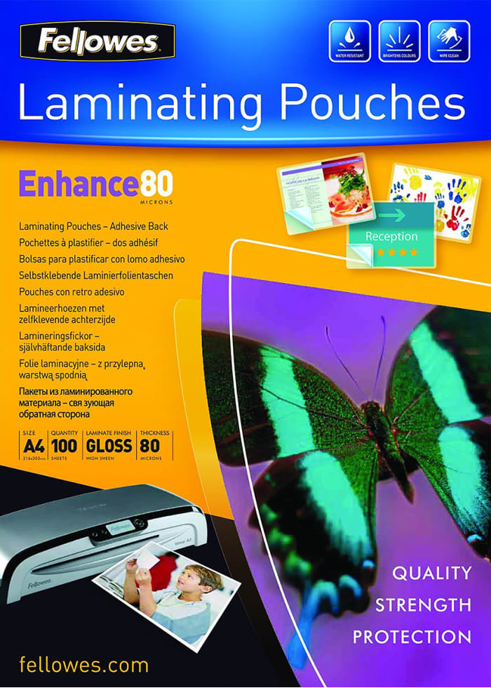 Pack of 100 Fellowes Enhance A5 80 Micron Laminating Pouches