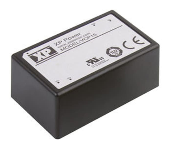 XP Power AC-DC Converter, VCP15US15-E, 15V dc, 900mA, 15W, 1 Output, 90 → 264V ac Input Voltage