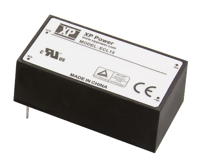 XP Power Switching Power Supply, ECL15US05-E, 5V dc, 3A, 15W, 1 Output, 120 → 370 V dc, 85 → 264 V ac
