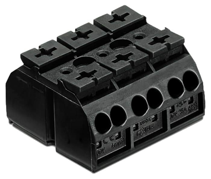 WAGO 862 Series Terminal Strip, 3-Way, 32A, 20 → 12 AWG, Wire, Push-In Cage Clamp Termination
