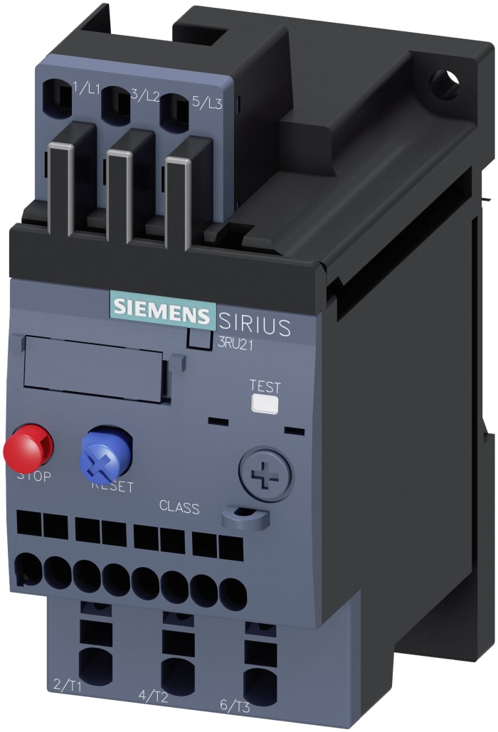 Siemens SIRIUS 3RU2 Thermal Overload Relay 1NO + 1NC, 1.25 A F.L.C, 3 A Contact Rating, 3P, SIRIUS