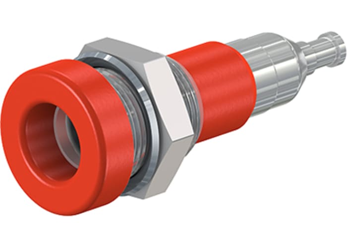 Staubli Red Female Banana Socket, 4 mm Connector, Solder Termination, 25A, 30 V, 60V dc
