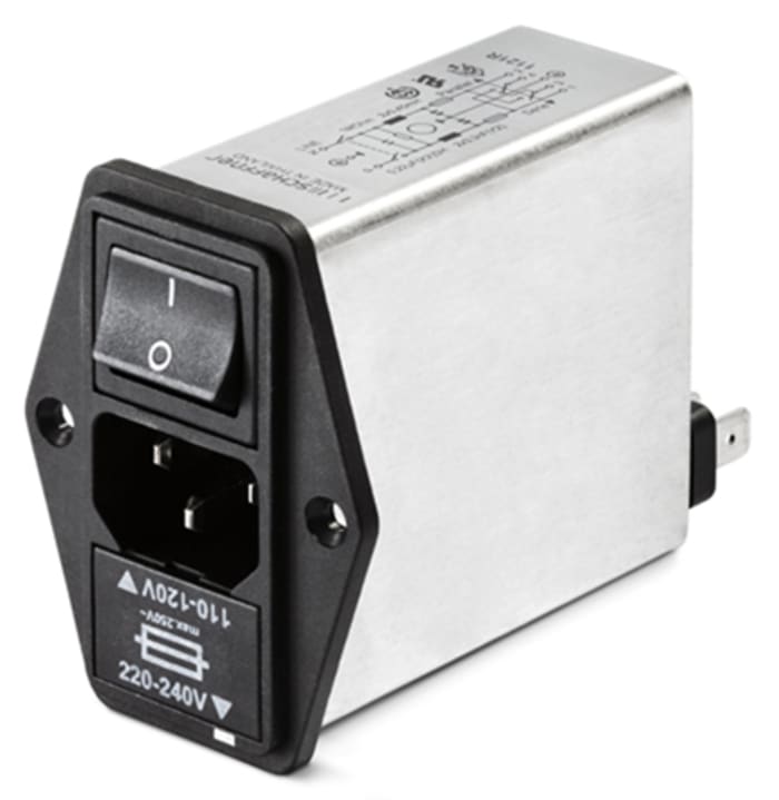 Schaffner 2.5A, 250 V ac Male Panel Mount IEC Filter FN394-2.5-05-11, Faston